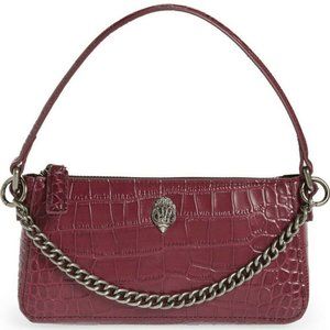 KURT GEIGER Croc Embossed Leather Convertible Shoulder Bag Red